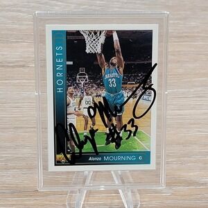 1993 Upper Deck Alonzo Mourning Signed Autograph Card 333 Charlotte Hornets NBA